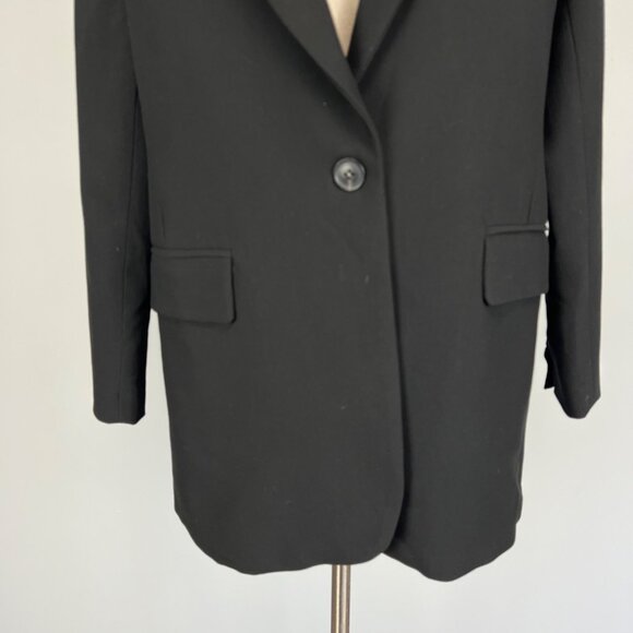 T Tahari Womens Single Button Peak Lapel Blazer Black Flap Pockets size 12 - Picture 7 of 16